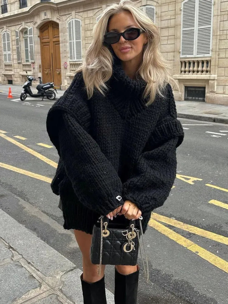 oversized turtleneck dress Destiny | Women's Wool Dress Chic – BOHEMIAN LOVE 37 inches/8 Color:As picture2