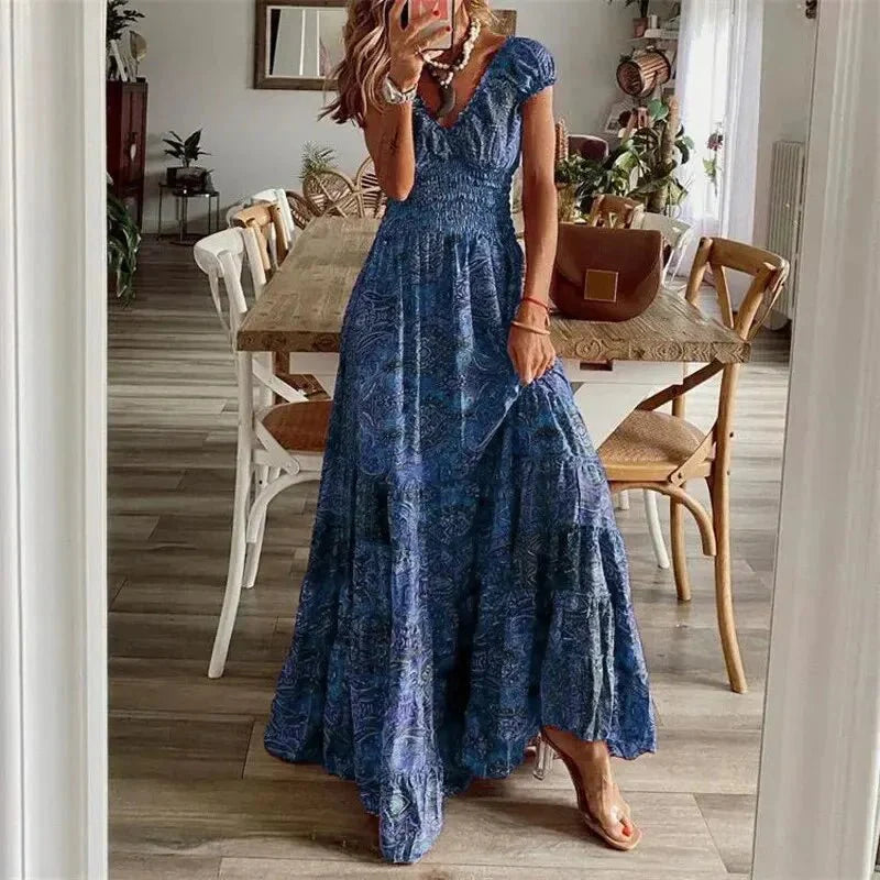 flowing boho dresses Noa | Women's Maxi Dress Color:Coffee brown inspired button SCH007673_W_L Floral Chiffon Wedding Guest