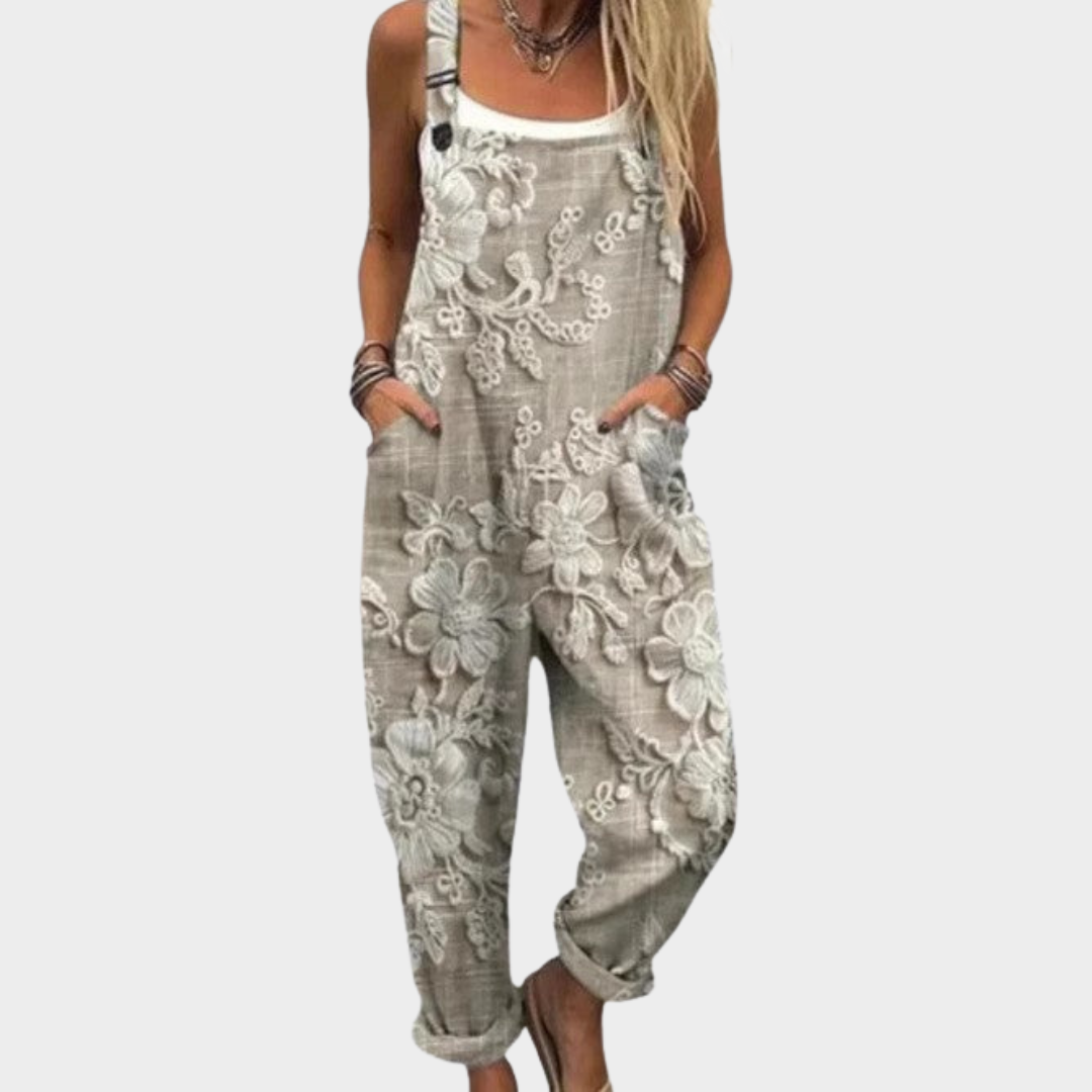 Elegant jumpsuit til kvinder med blomstret kunstprint