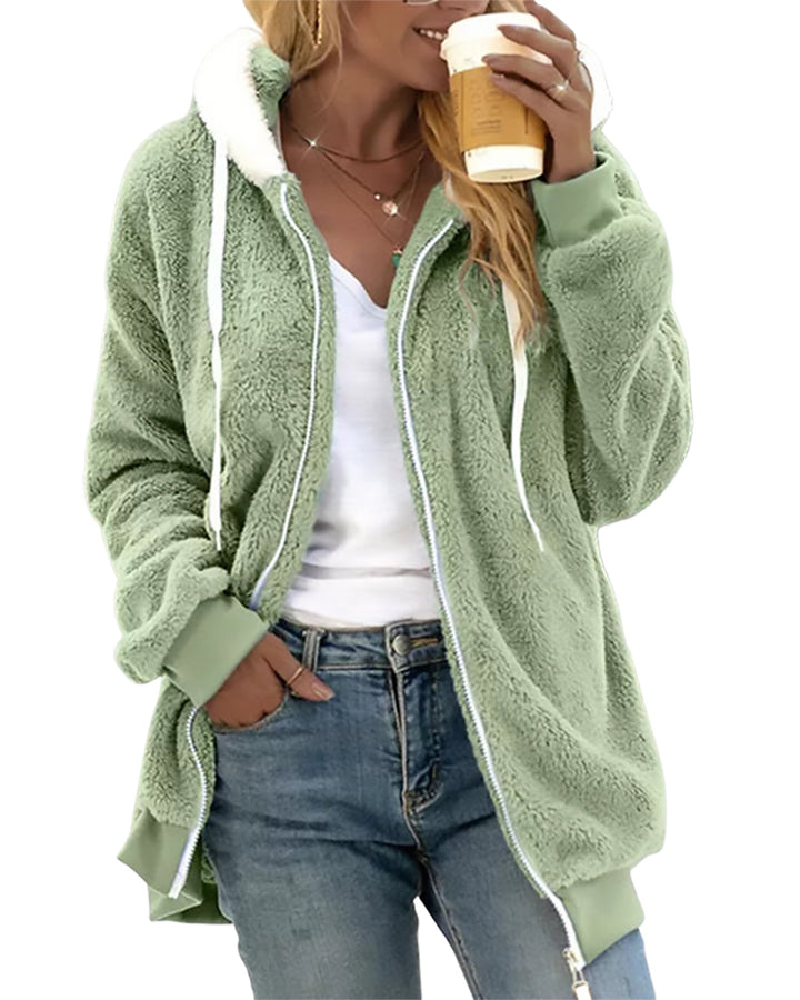 Fleece-Kapuzenpullover mit Reißverschluss für Damen