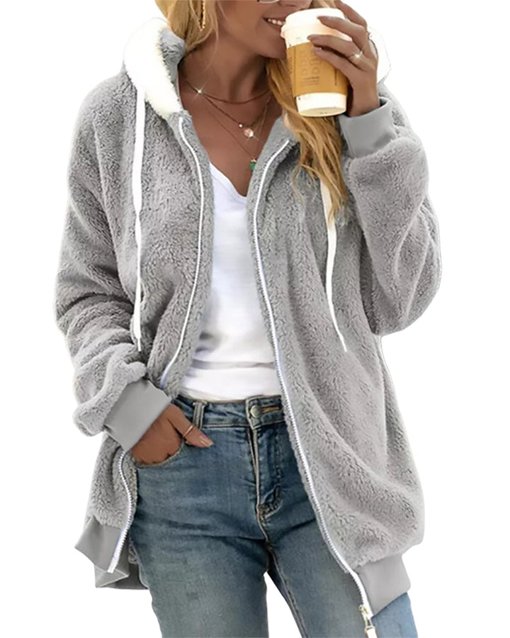 Fleece-Kapuzenpullover mit Reißverschluss für Damen