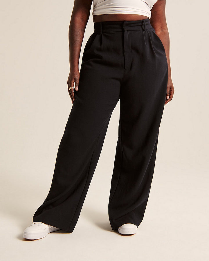 Casual Wide Leg Trousers with Pockets for Women - High Waist Style-Metro Lane Plaza