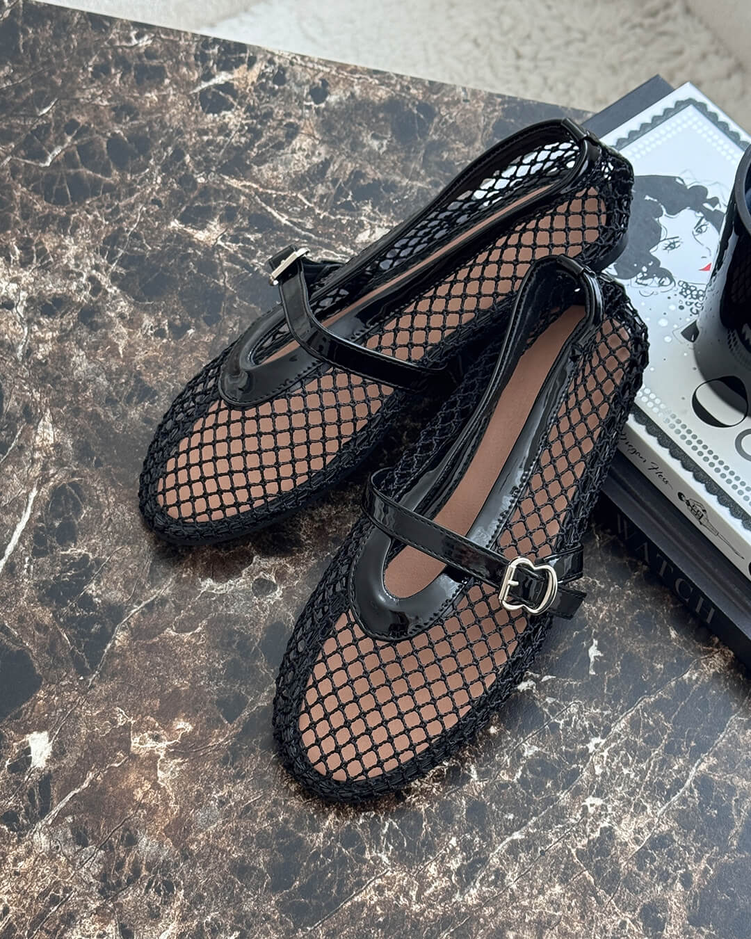 Juliette | Women's Ballerinas with Breathable Mesh and Leather Details-Metro Lane Plaza