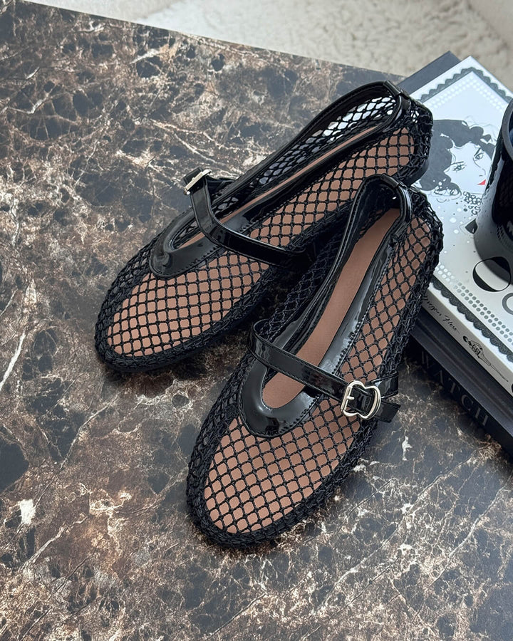 Juliette | Women's Ballerinas with Breathable Mesh and Leather Details-Metro Lane Plaza