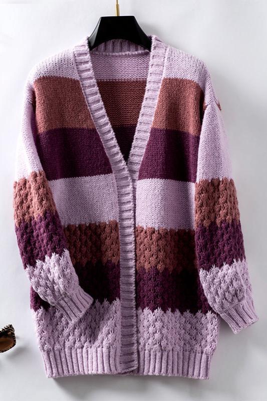 Oversize-strikket cardigan til kvinder i ravfarve