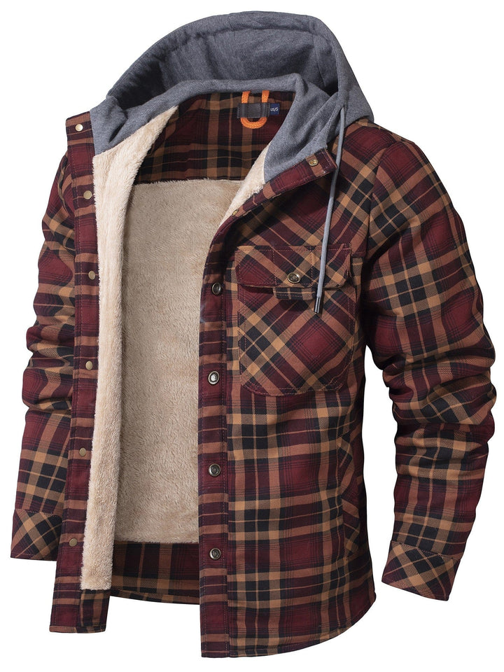 Veste à capuche à carreaux pour homme