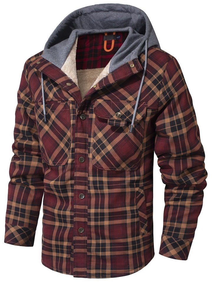 Veste à capuche à carreaux pour homme