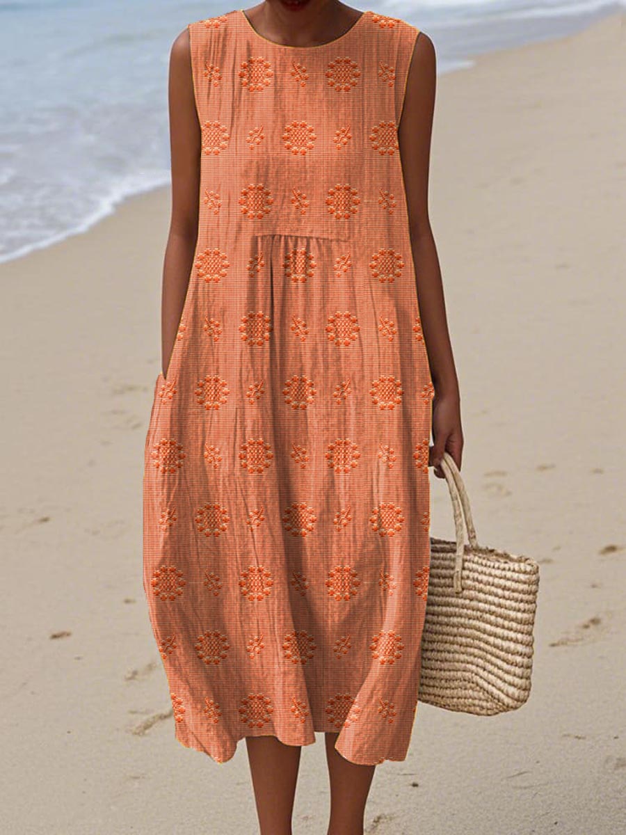 Women's Printed Midi Dress-Metro Lane Plaza