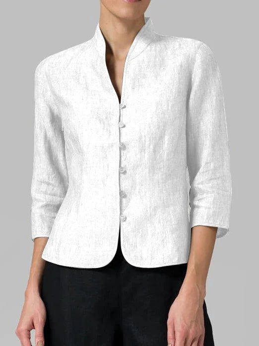 Women's Elegant Linen Blazer-Metro Lane Plaza
