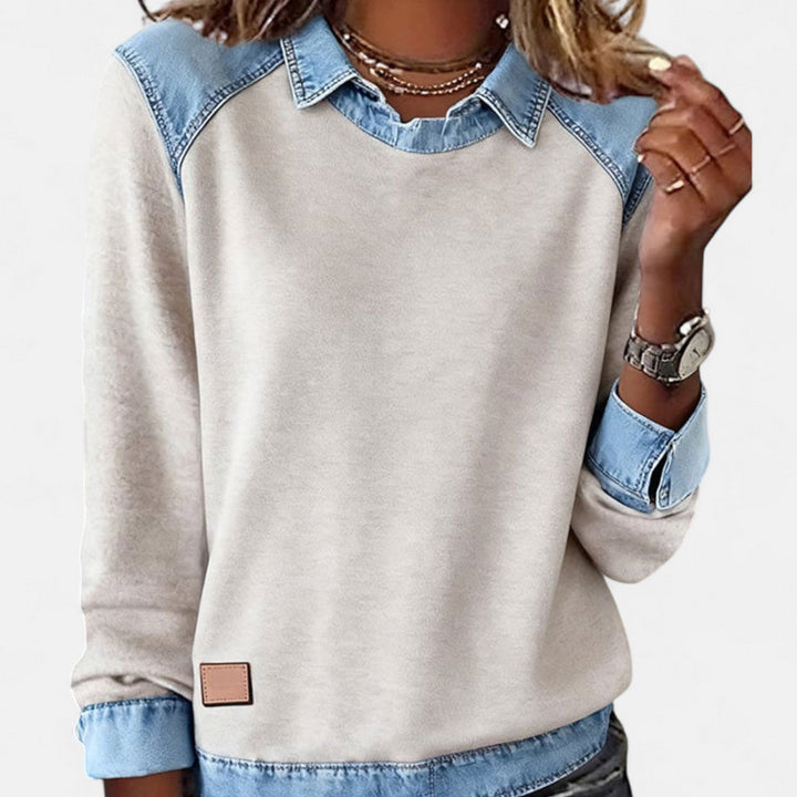 Ledig sweatshirt med långa ärmar för kvinnor