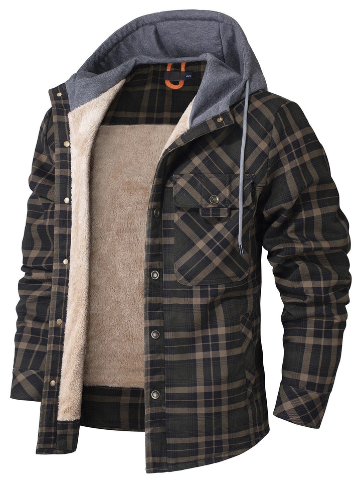 Veste à capuche à carreaux pour homme