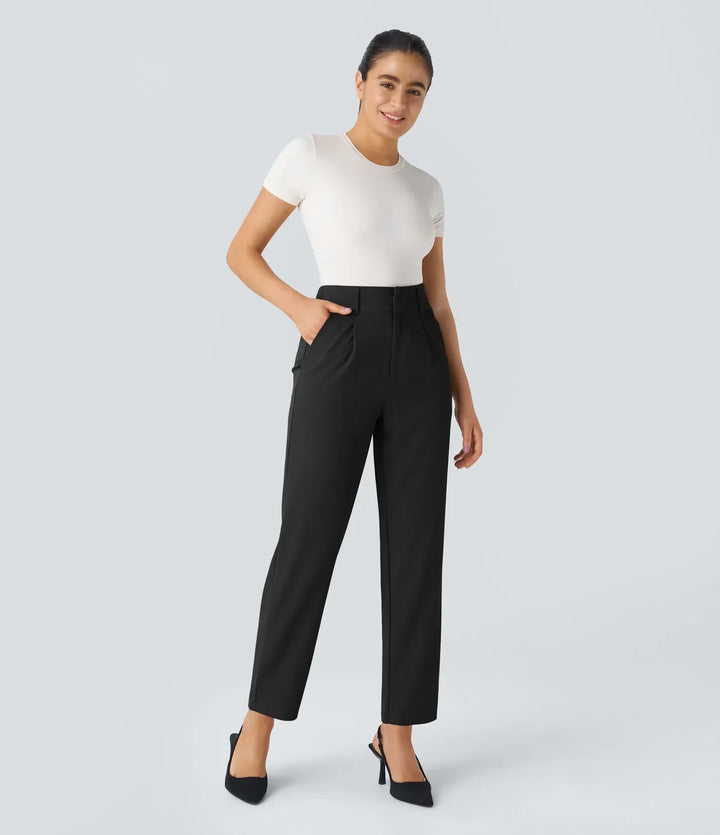 Hella | Women's High-Waisted Soft Stretch Trousers-Metro Lane Plaza