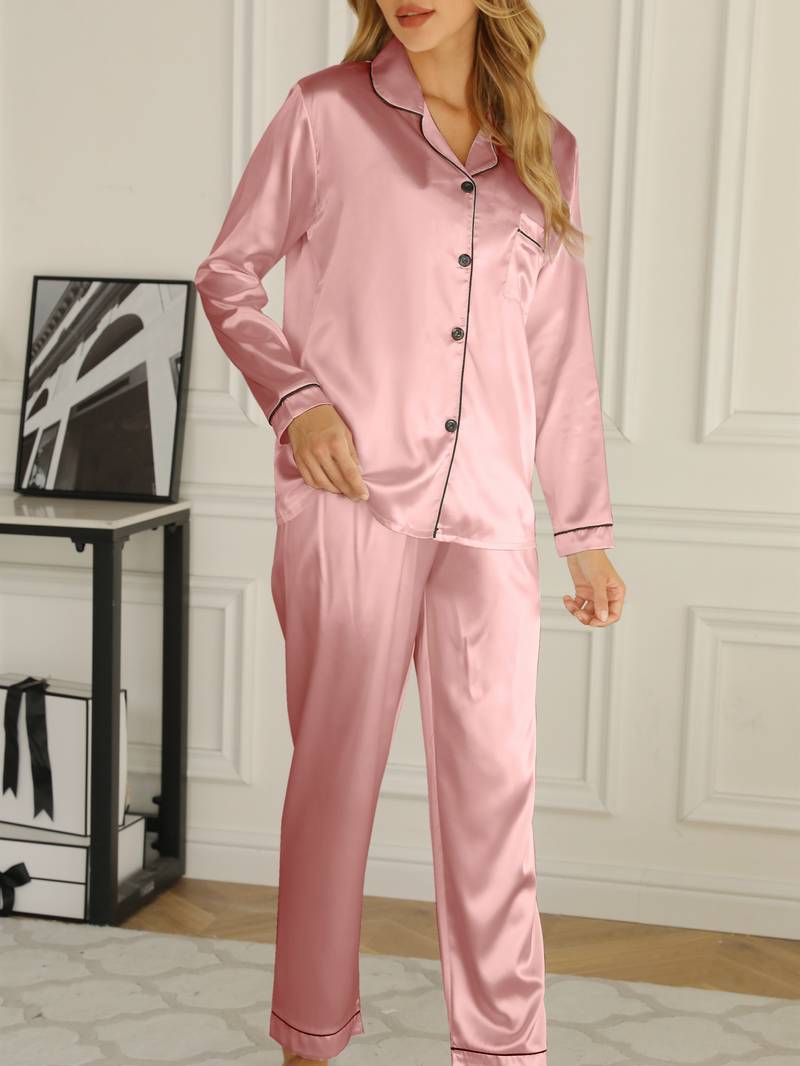Mila | Women's Satin Night Set - Comfortable Two-Piece Outfit-Metro Lane Plaza