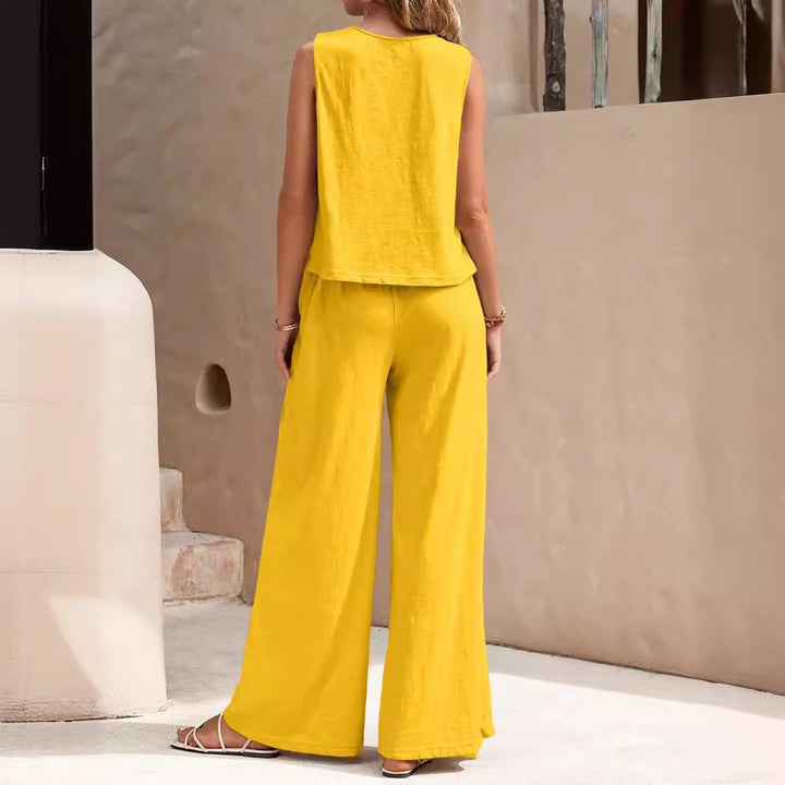 Elegant Spring Summer Women's Casual Loose Pants Set Outfit-Metro Lane Plaza