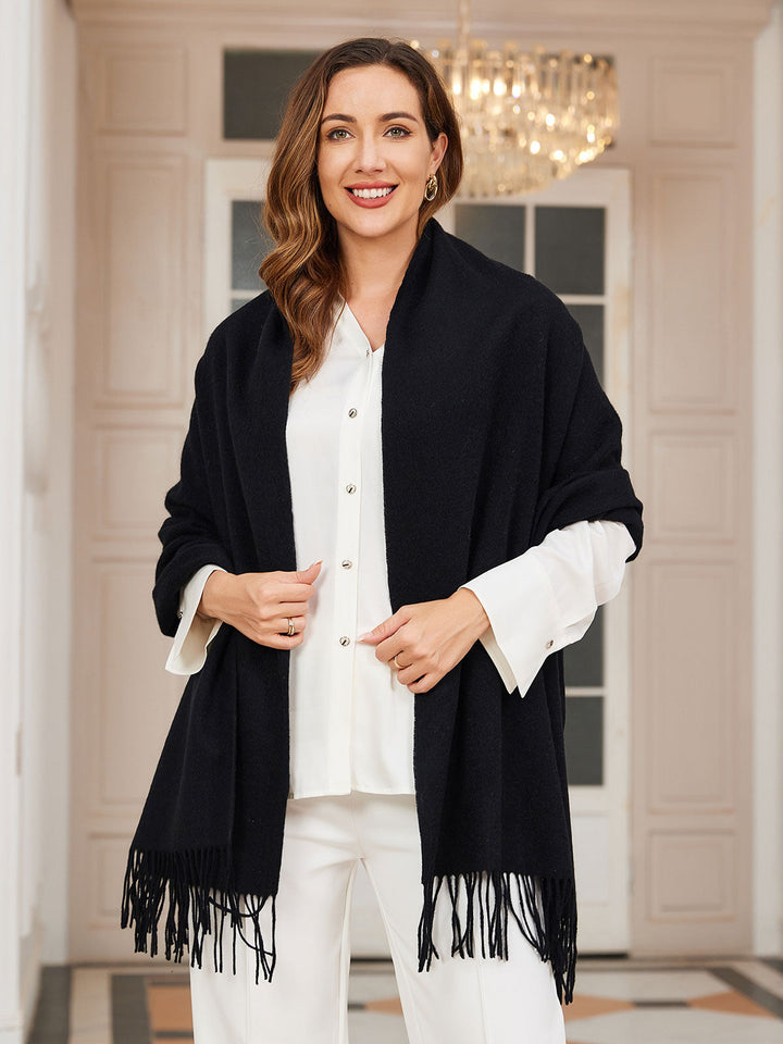 Dikra Wool Scarf | Women's Elegant Fringed Wool Scarf for Warmth-Metro Lane Plaza