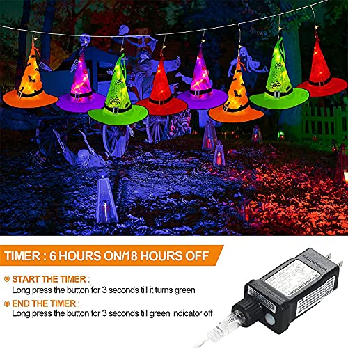 Catena luminosa da donna con cappelli da strega, 44ft, con 104 LED bianco caldo