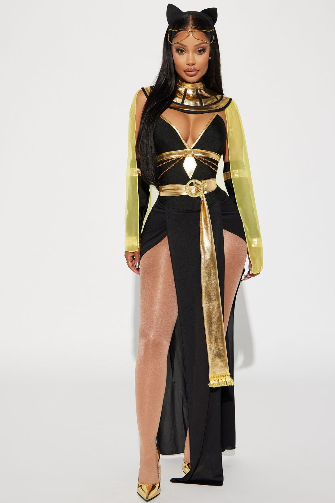 Set costume da regina egiziana da donna con mantello e copricapo