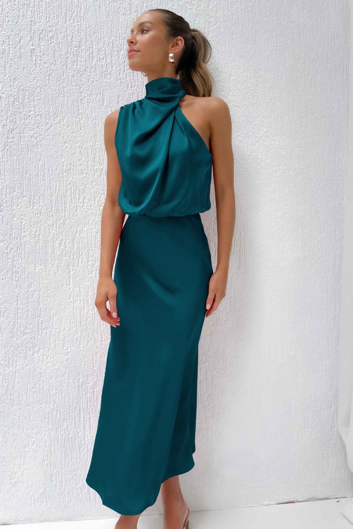 Diane | Women's Satin Maxi Dress-Metro Lane Plaza