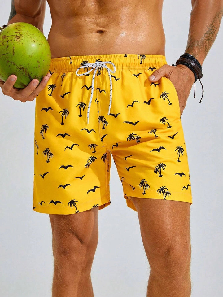 Men's Bathing Shorts with Tropical Palm Print