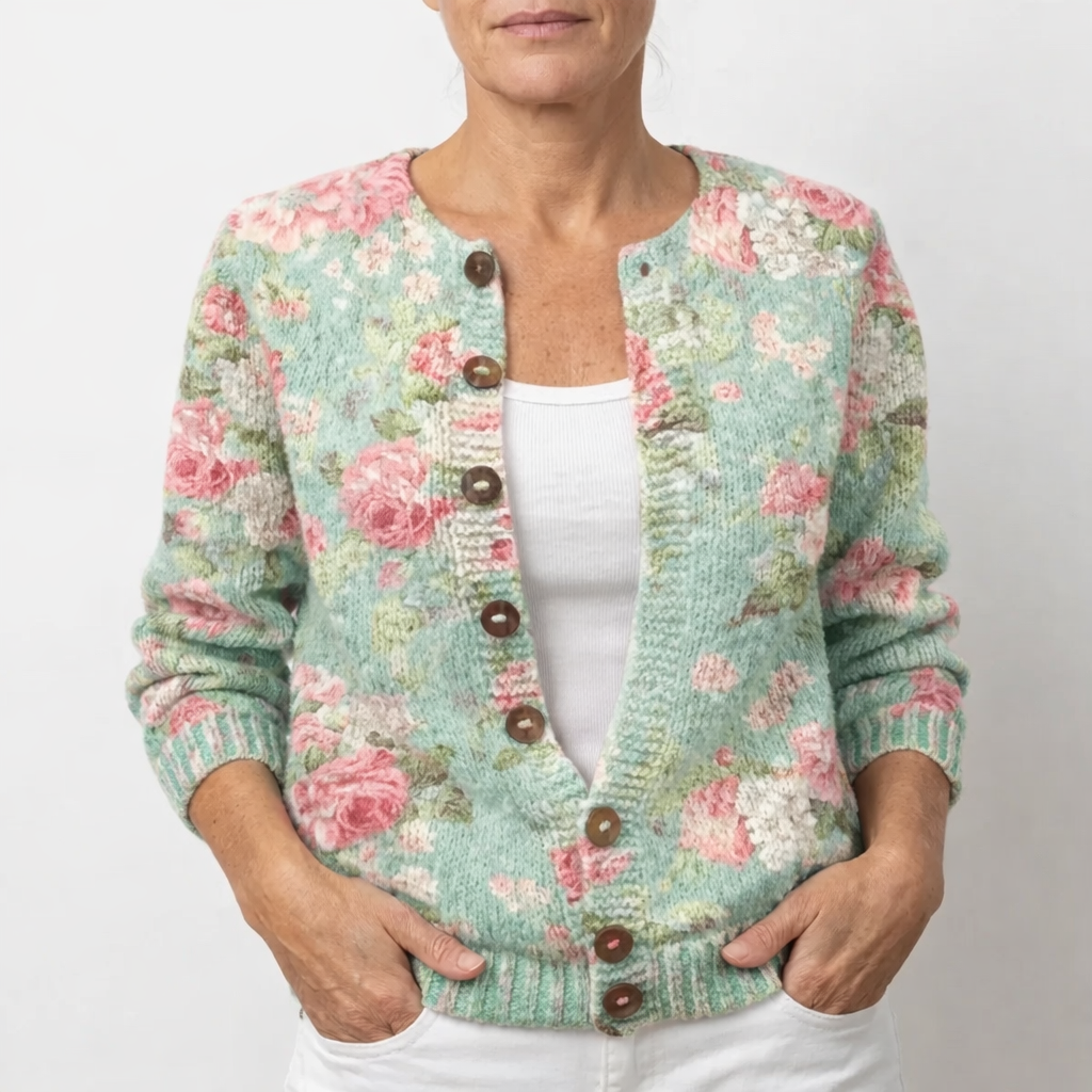 Gestrickter Damenpullover mit Print