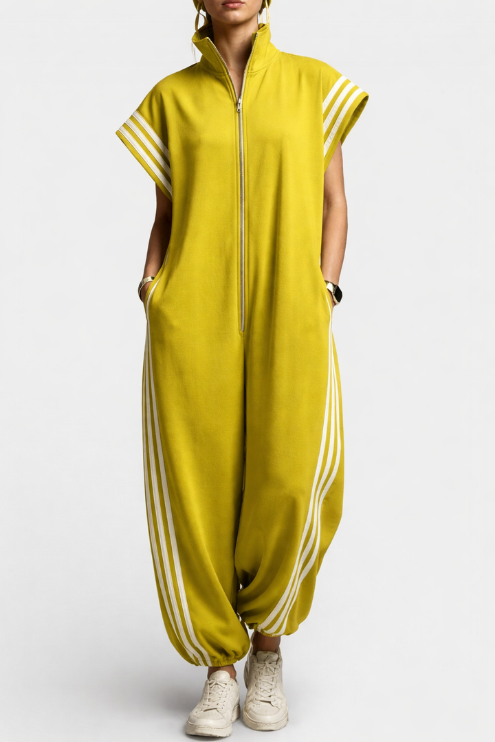 Stilfuld jumpsuit uden ærmer med lynlåskrav(e) til kvinder