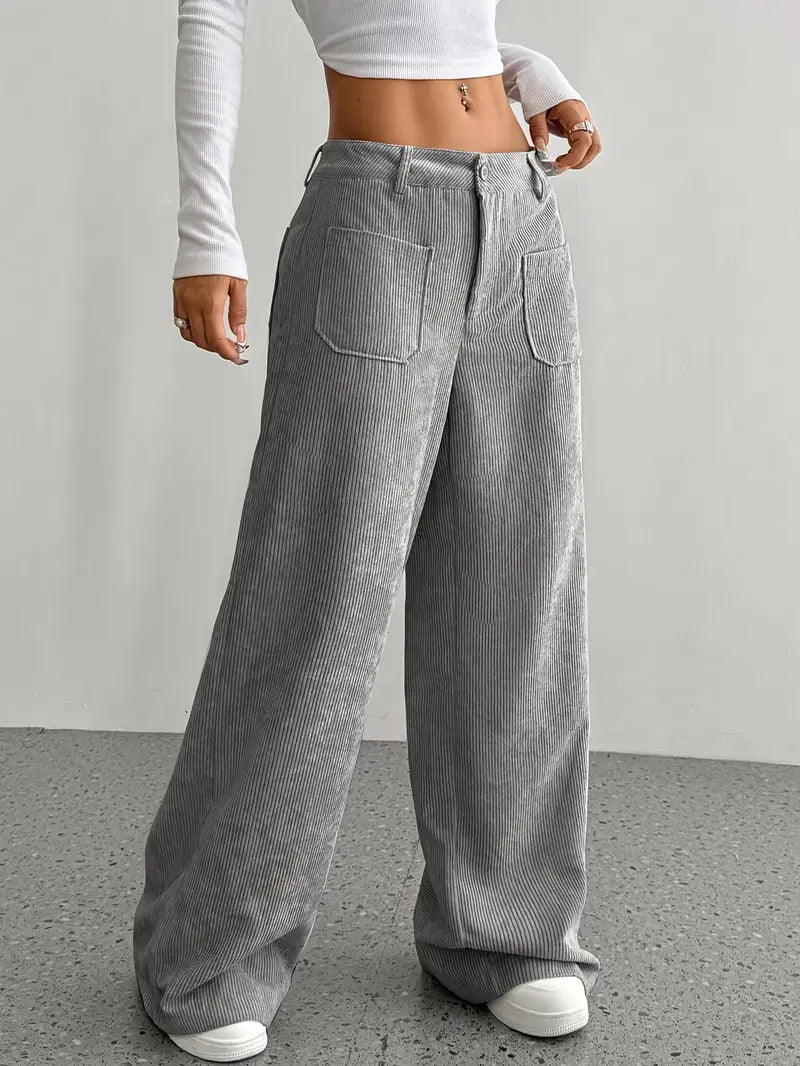 Ainsley | Women's Wide Leg Corduroy Pants-Metro Lane Plaza