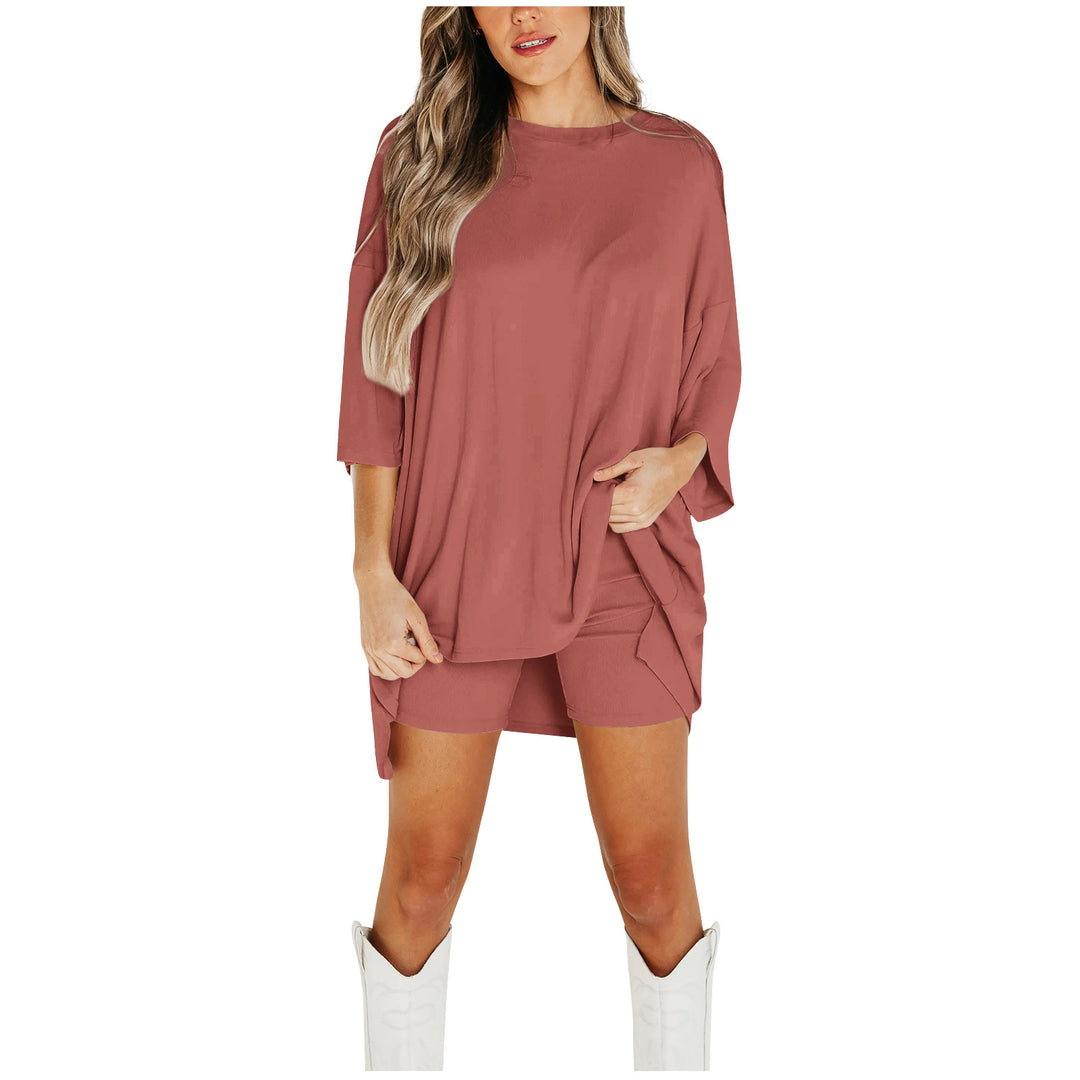 Summer Shorts Suit | Women's Loose T-Shirt & Slim Fit Pants-Metro Lane Plaza