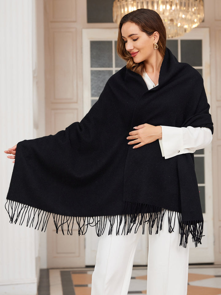 Dikra Wool Scarf | Women's Elegant Fringed Wool Scarf for Warmth-Metro Lane Plaza