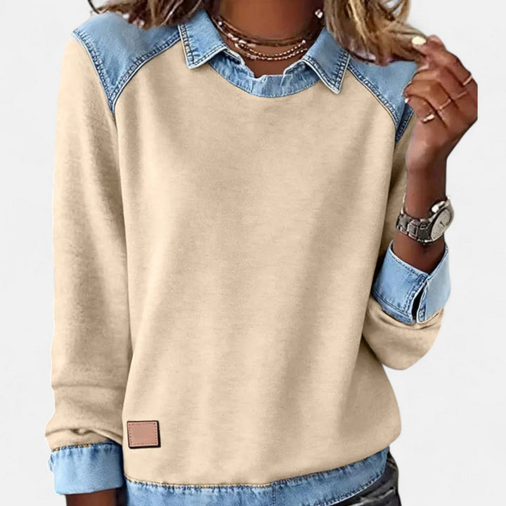 Ledig sweatshirt med långa ärmar för kvinnor