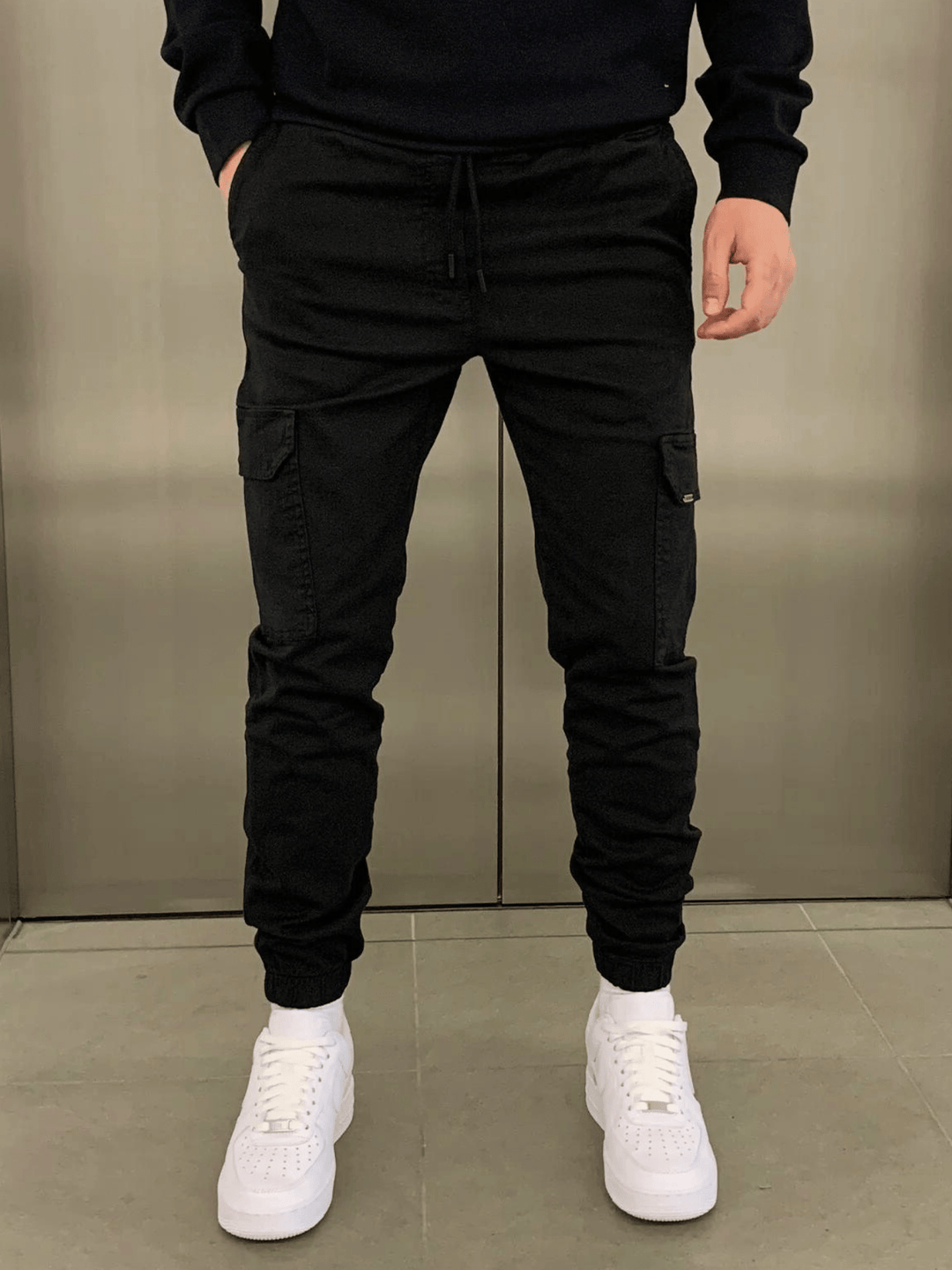 James | Men's Slim Cargo Jogger Pants with Adjustable Waist and Pockets-Metro Lane Plaza