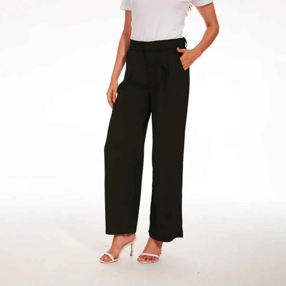 Emily | Women's High-Waisted Wide Leg Casual Pants for Everyday Wear-Metro Lane Plaza