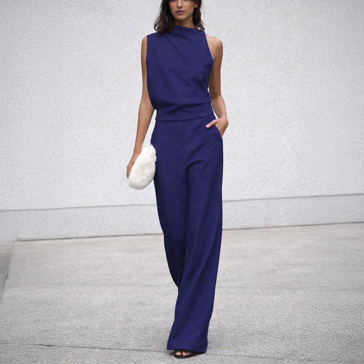 Clara | Women's Elegant Sleeveless Jumpsuit-Metro Lane Plaza