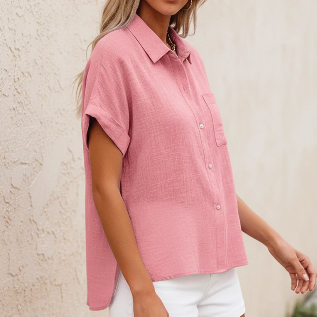 Bella | Women's Summer Button-Up Blouse-Metro Lane Plaza