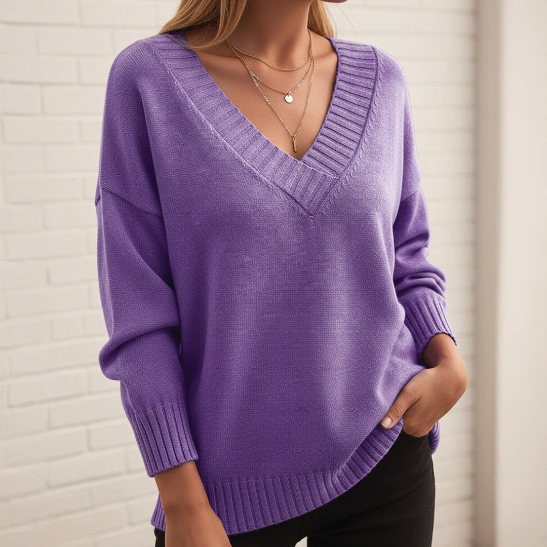 Sweater med V-hals til kvinder
