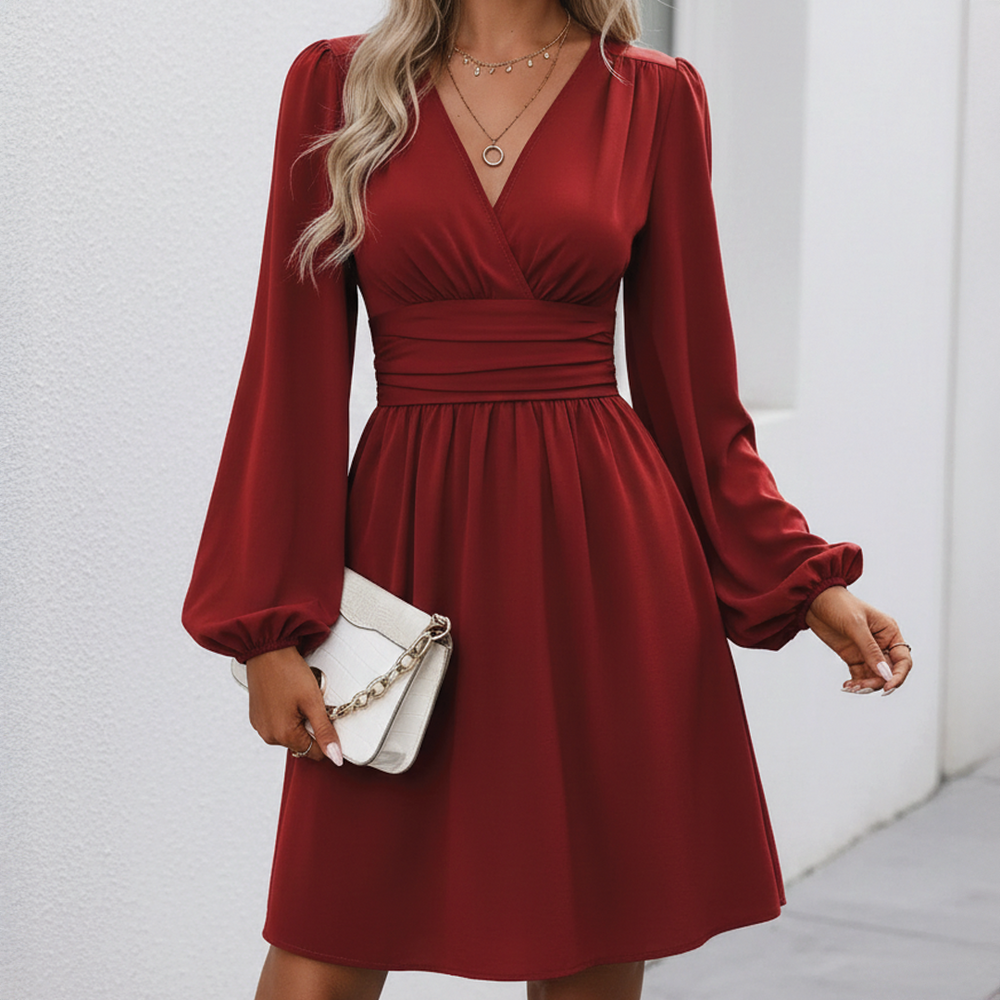 Bella | Elegant Pleated Midi Dress for Women-Metro Lane Plaza