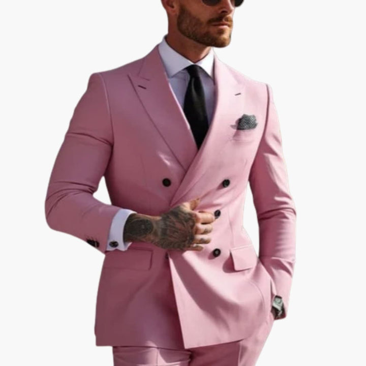 Men's Premium Double-Breasted Six-Button Two-Piece Suit-Metro Lane Plaza