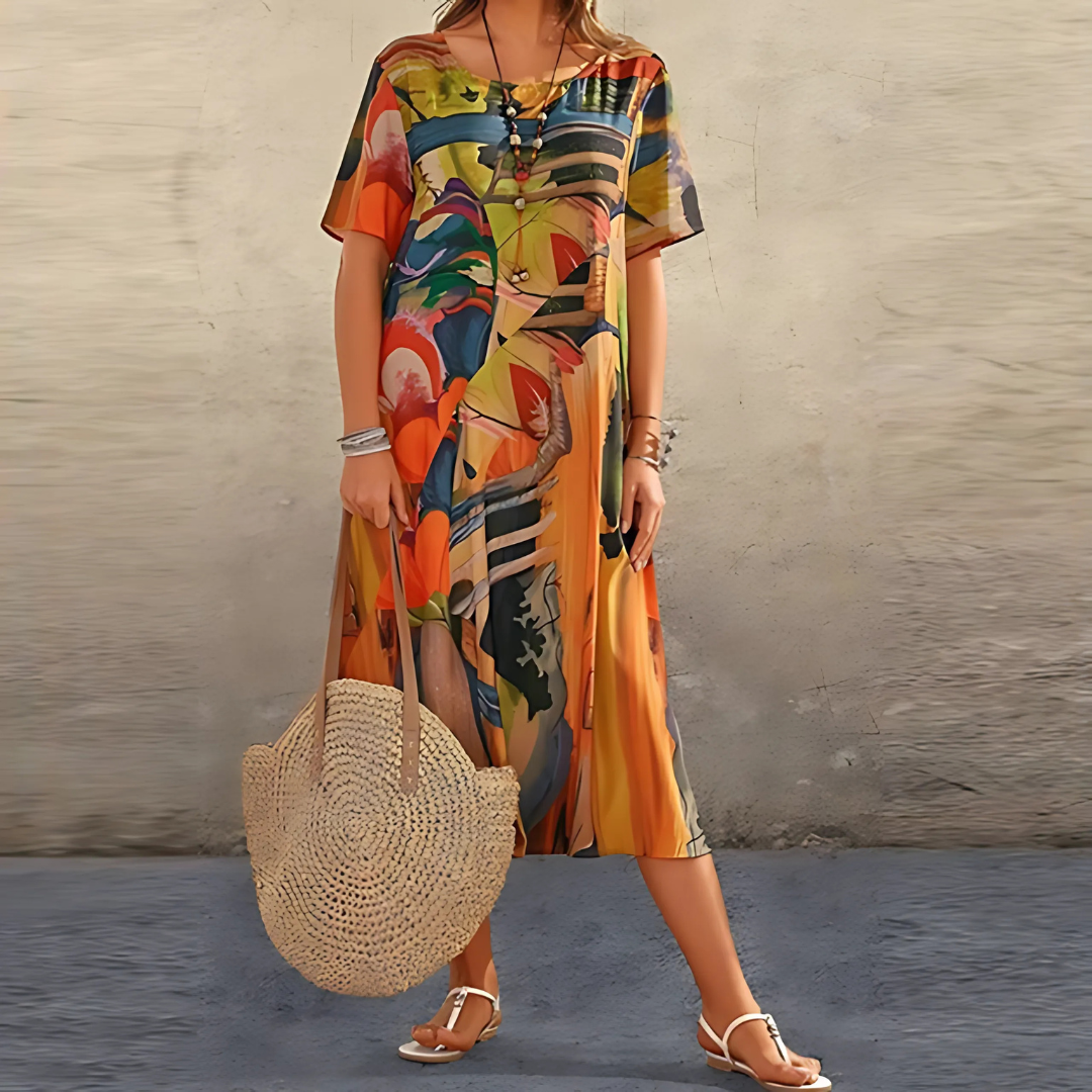 Karisa | Women's Elegant Floral Midi Dress-Metro Lane Plaza