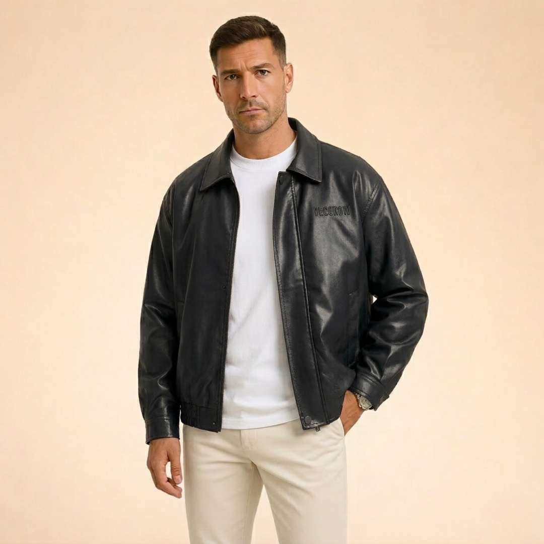Cooper | Men's Faux Leather Bomber Jacket for a Stylish Look-Metro Lane Plaza