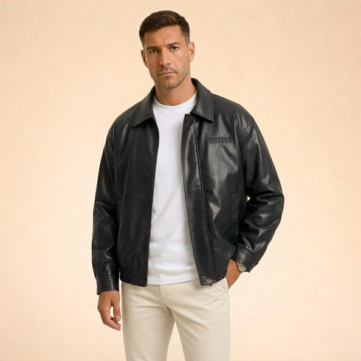 Cooper | Men's Faux Leather Bomber Jacket for a Stylish Look-Metro Lane Plaza