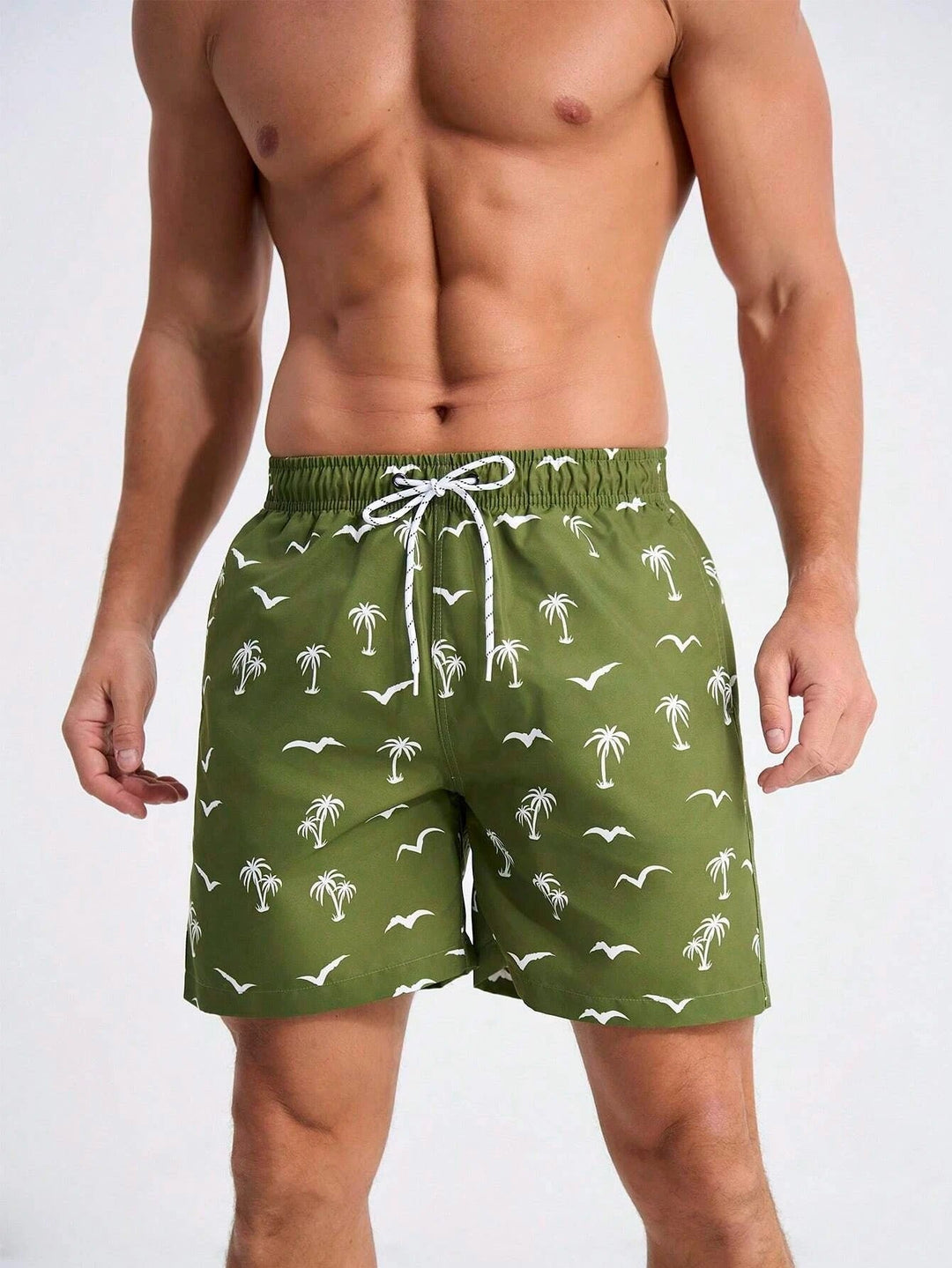 Men's Bathing Shorts with Tropical Palm Print