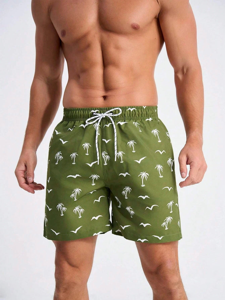 Men's Bathing Shorts with Tropical Palm Print
