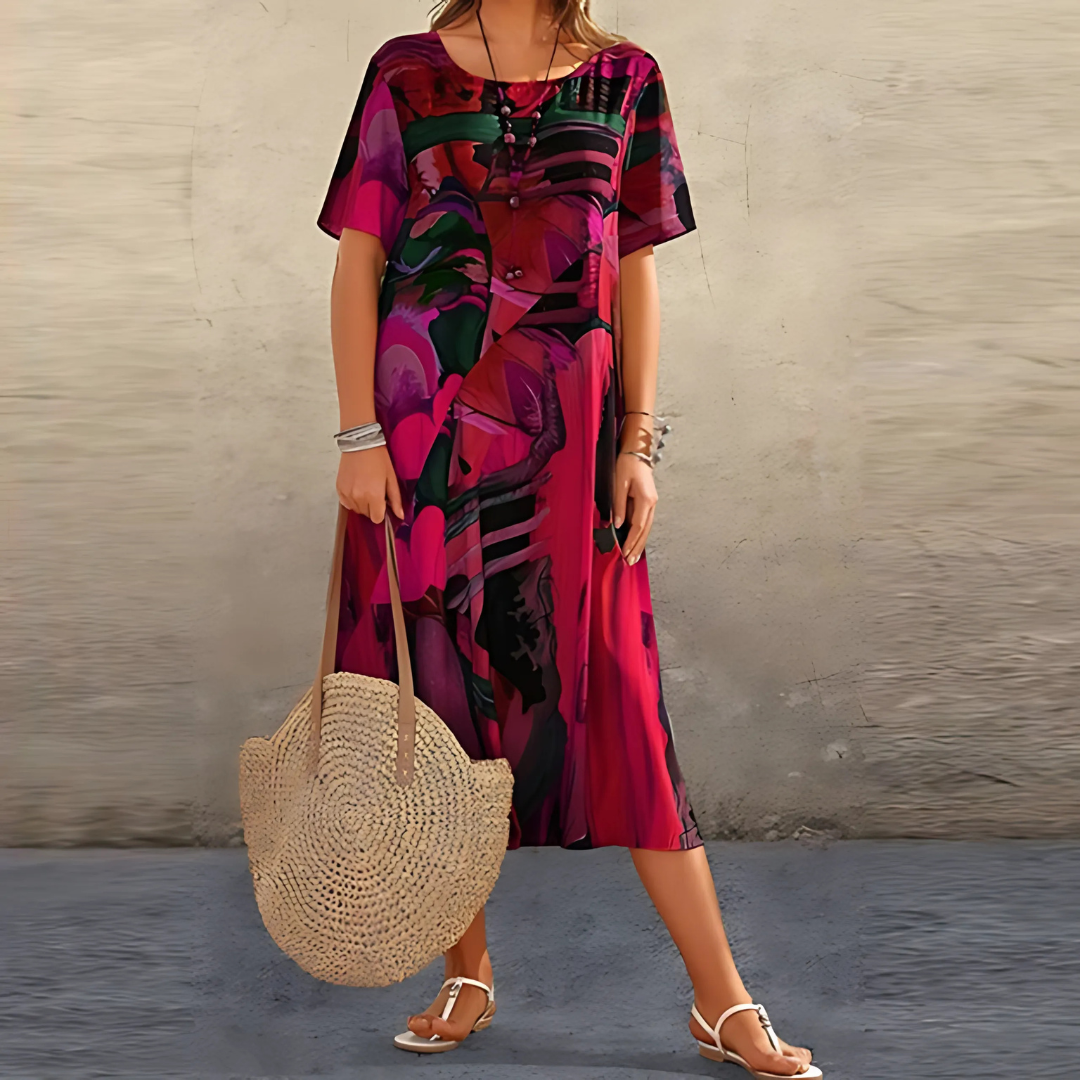 Karisa | Women's Elegant Floral Midi Dress-Metro Lane Plaza