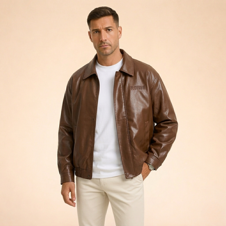 Cooper | Men's Faux Leather Bomber Jacket for a Stylish Look-Metro Lane Plaza