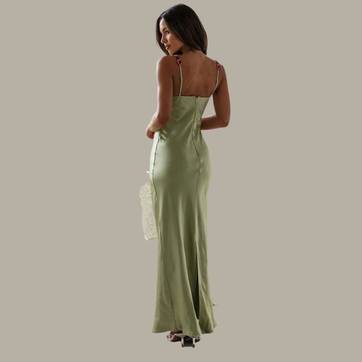 Women's Elegant Floral Embroidered Dress-Metro Lane Plaza
