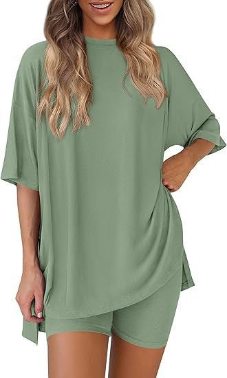 Summer Shorts Suit | Women's Loose T-Shirt & Slim Fit Pants-Metro Lane Plaza