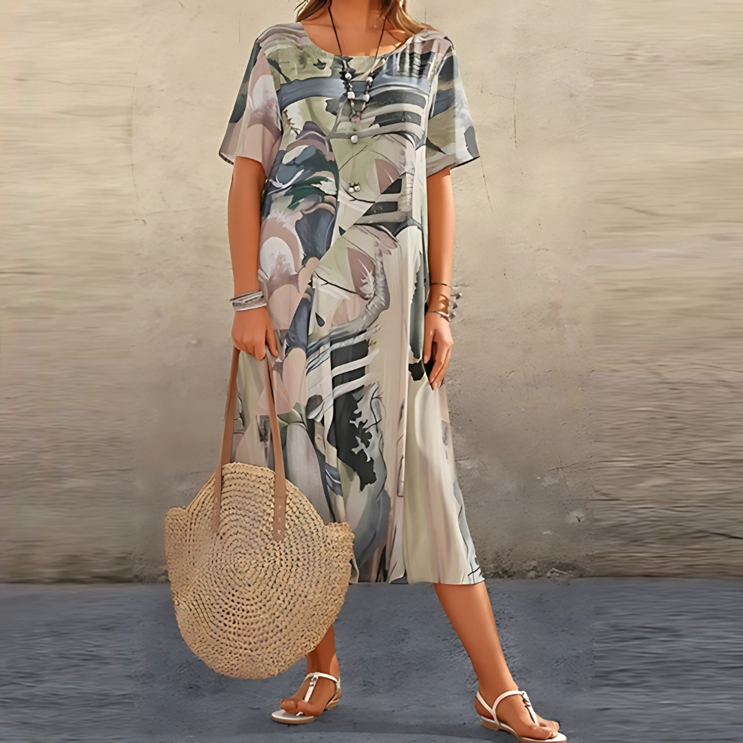 Karisa | Women's Elegant Floral Midi Dress-Metro Lane Plaza