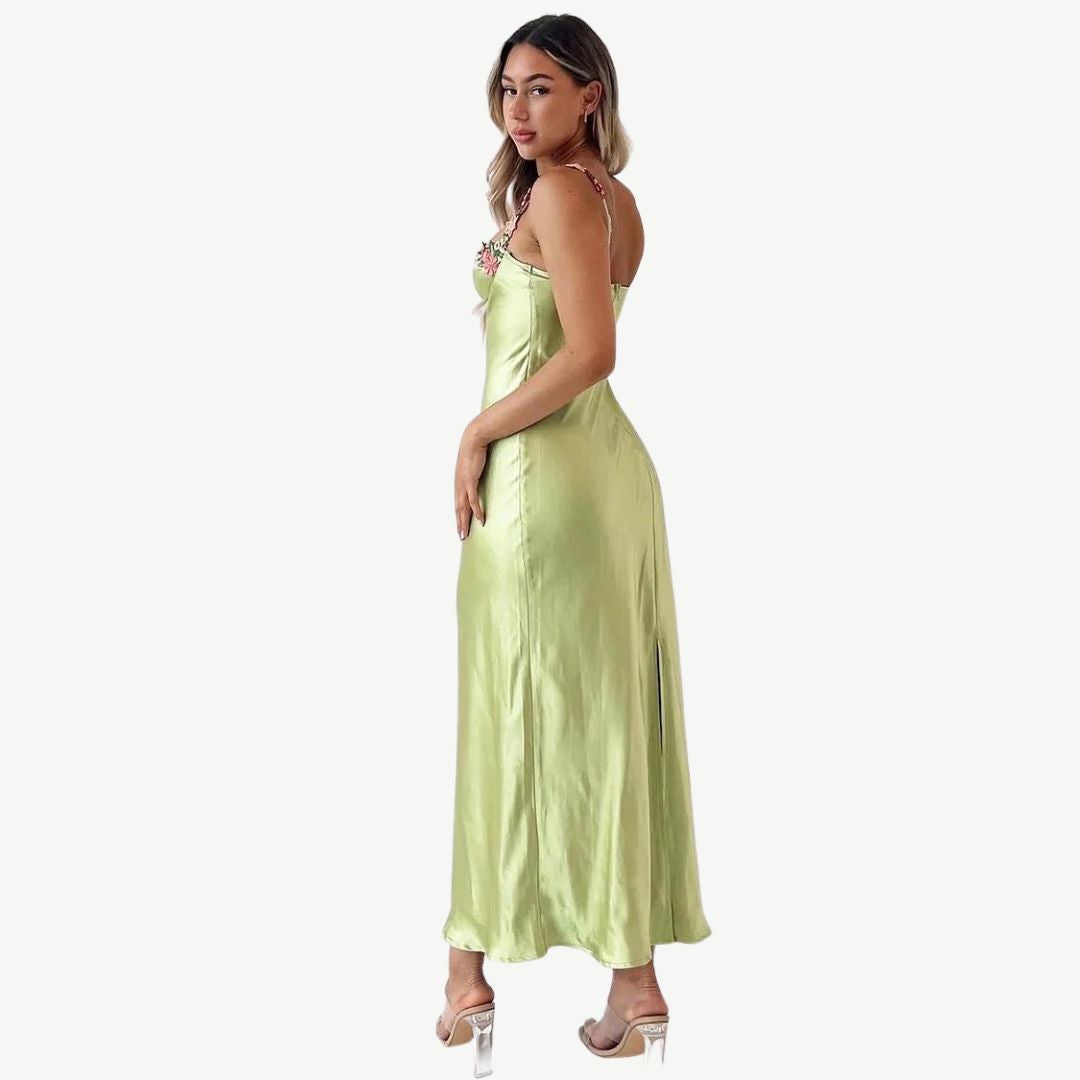 Women's Elegant Floral Embroidered Dress-Metro Lane Plaza