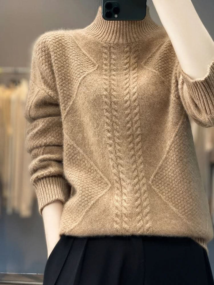 Kuscheliger Zopfmuster-Rollkragenpullover für Damen
