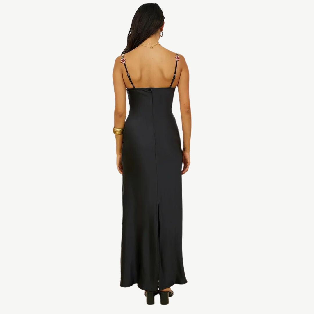 Women's Elegant Floral Embroidered Dress-Metro Lane Plaza