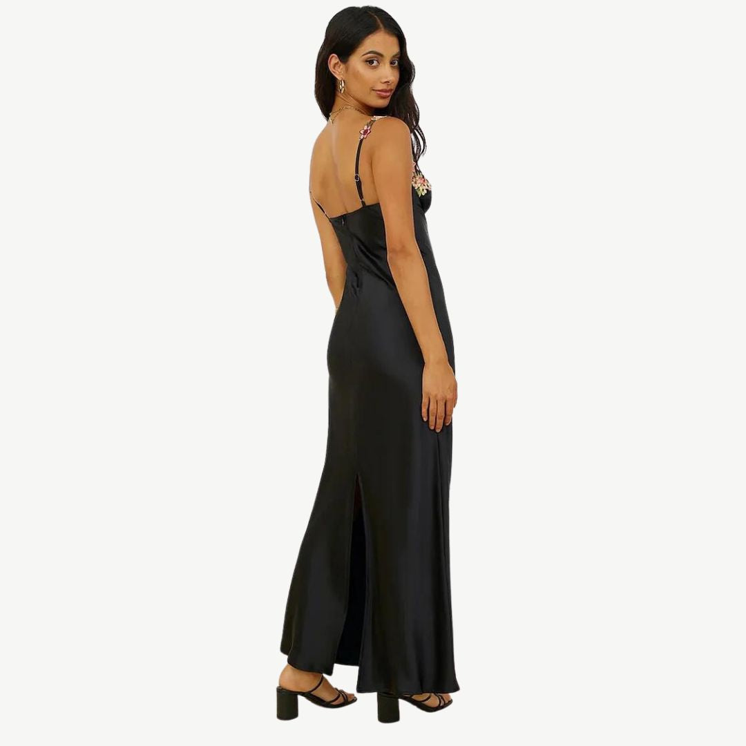 Women's Elegant Floral Embroidered Dress-Metro Lane Plaza
